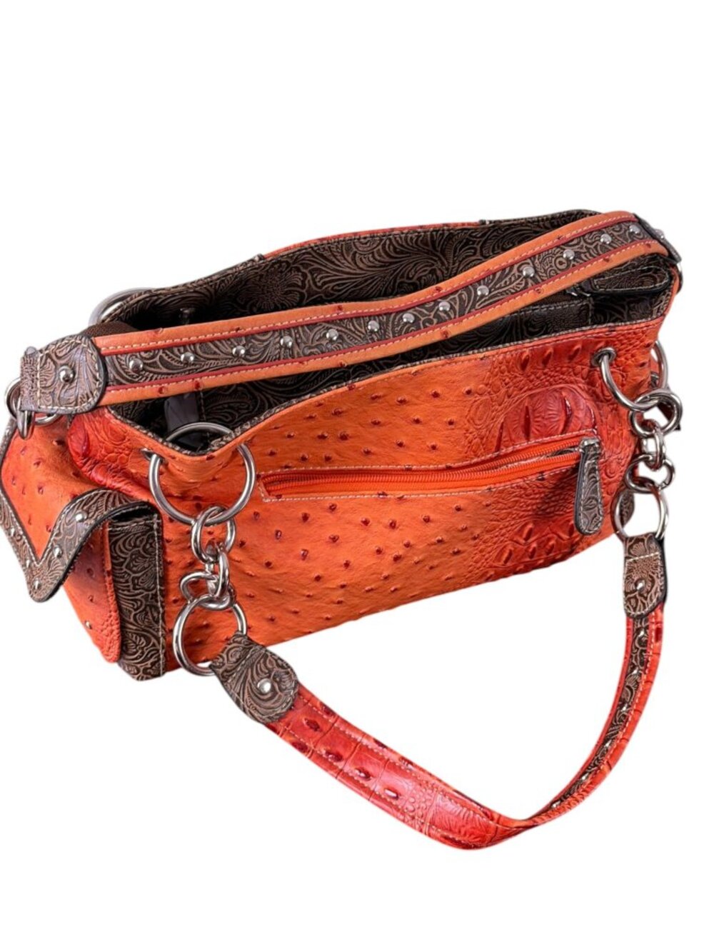 Vintage Blazin Roxx Cowgirl Purse Orange Pink Turquoise Rhinestone Cross - Picture 5 of 16